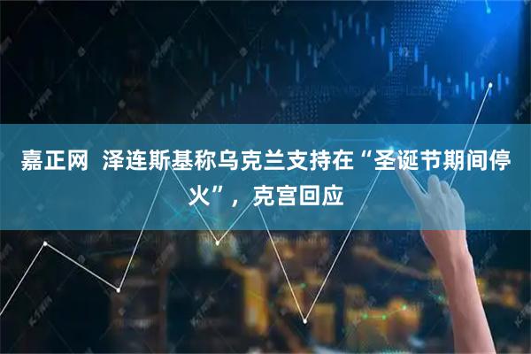 嘉正网 泽连斯基称乌克兰支持在“圣诞节期间停火”,克宫回应